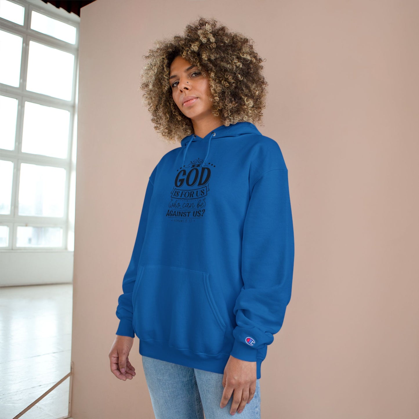 Faith-Inspired Champion Hoodie - God is For Us, Religious Apparel, Spiritual Gift, Unisex Hoodie, Christian Clothing