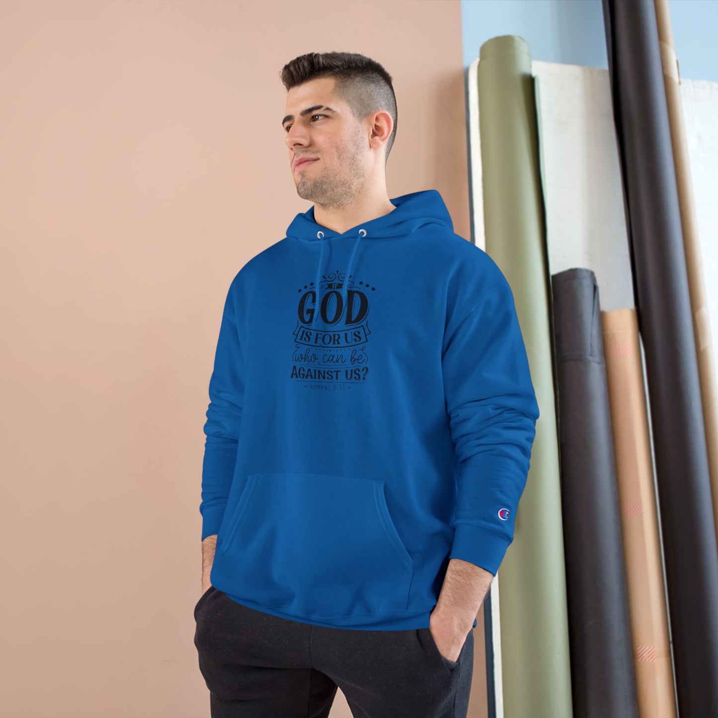 Faith-Inspired Champion Hoodie - God is For Us, Religious Apparel, Spiritual Gift, Unisex Hoodie, Christian Clothing