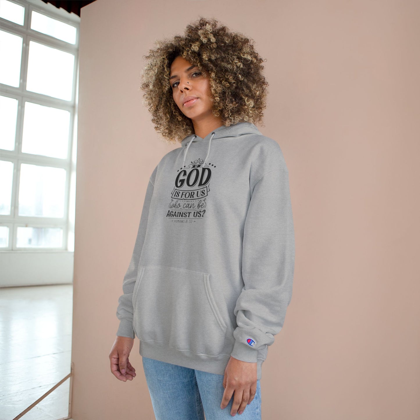 Faith-Inspired Champion Hoodie - God is For Us, Religious Apparel, Spiritual Gift, Unisex Hoodie, Christian Clothing