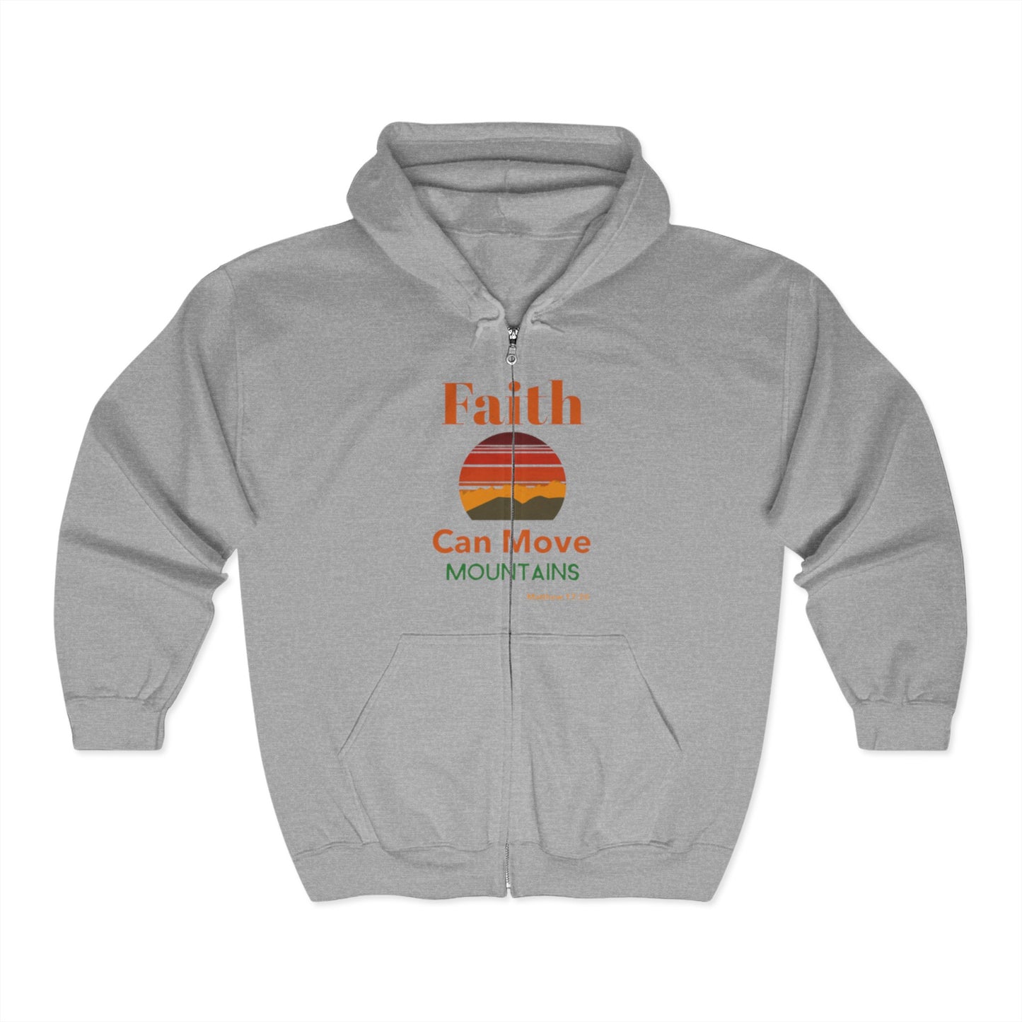 Faith Can Move Mountains Zip Hoodie | Unisex Sweatshirt for Inspiration, Cozy Gifts, Motivational Apparel, Everyday Comfort, Positive Vibes