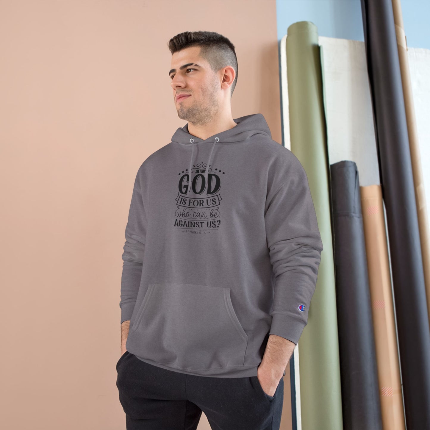 Faith-Inspired Champion Hoodie - God is For Us, Religious Apparel, Spiritual Gift, Unisex Hoodie, Christian Clothing