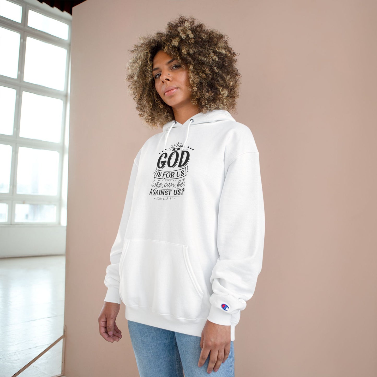 Faith-Inspired Champion Hoodie - God is For Us, Religious Apparel, Spiritual Gift, Unisex Hoodie, Christian Clothing