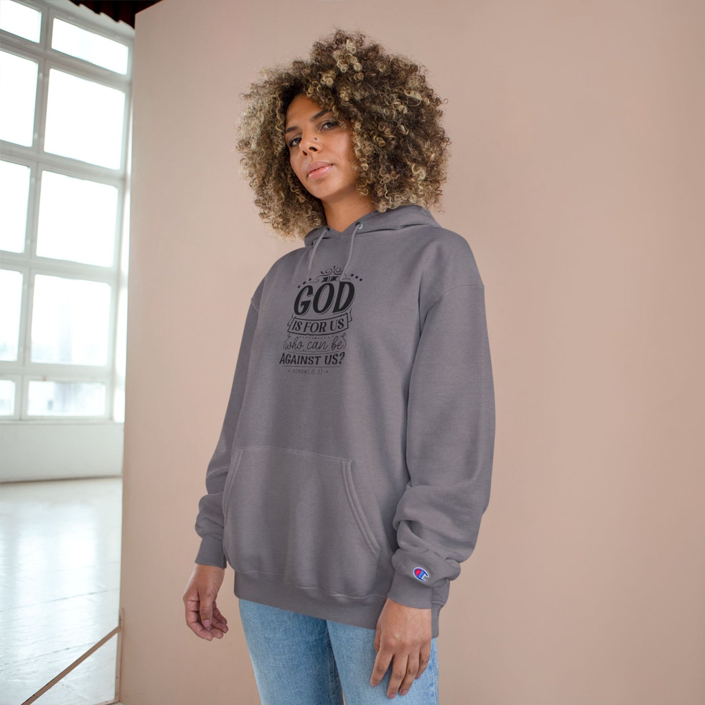 Faith-Inspired Champion Hoodie - God is For Us, Religious Apparel, Spiritual Gift, Unisex Hoodie, Christian Clothing