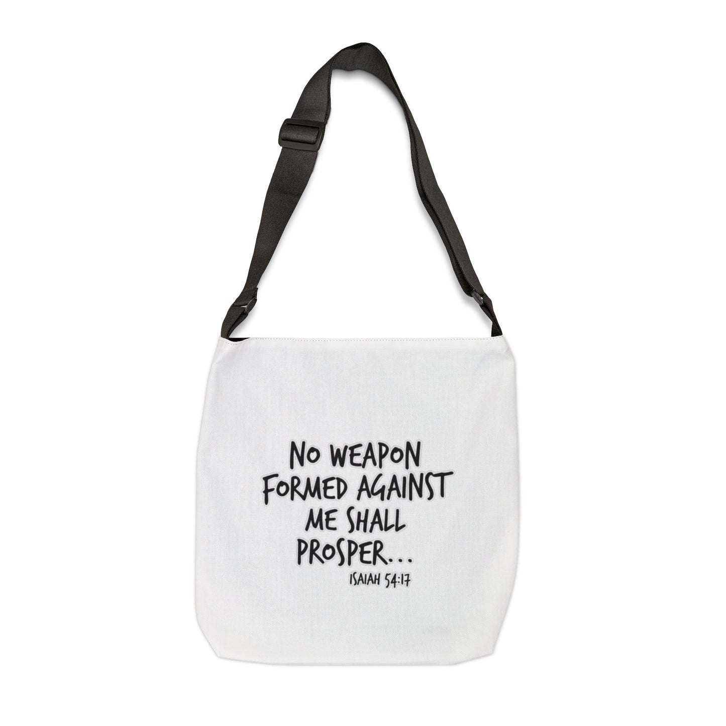 Inspirational Adjustable Tote Bag - Versatile Canvas Bag for Daily Use, Gift for Friends, Motivational Quote, Isaiah 54:17, Eco-Friendly
