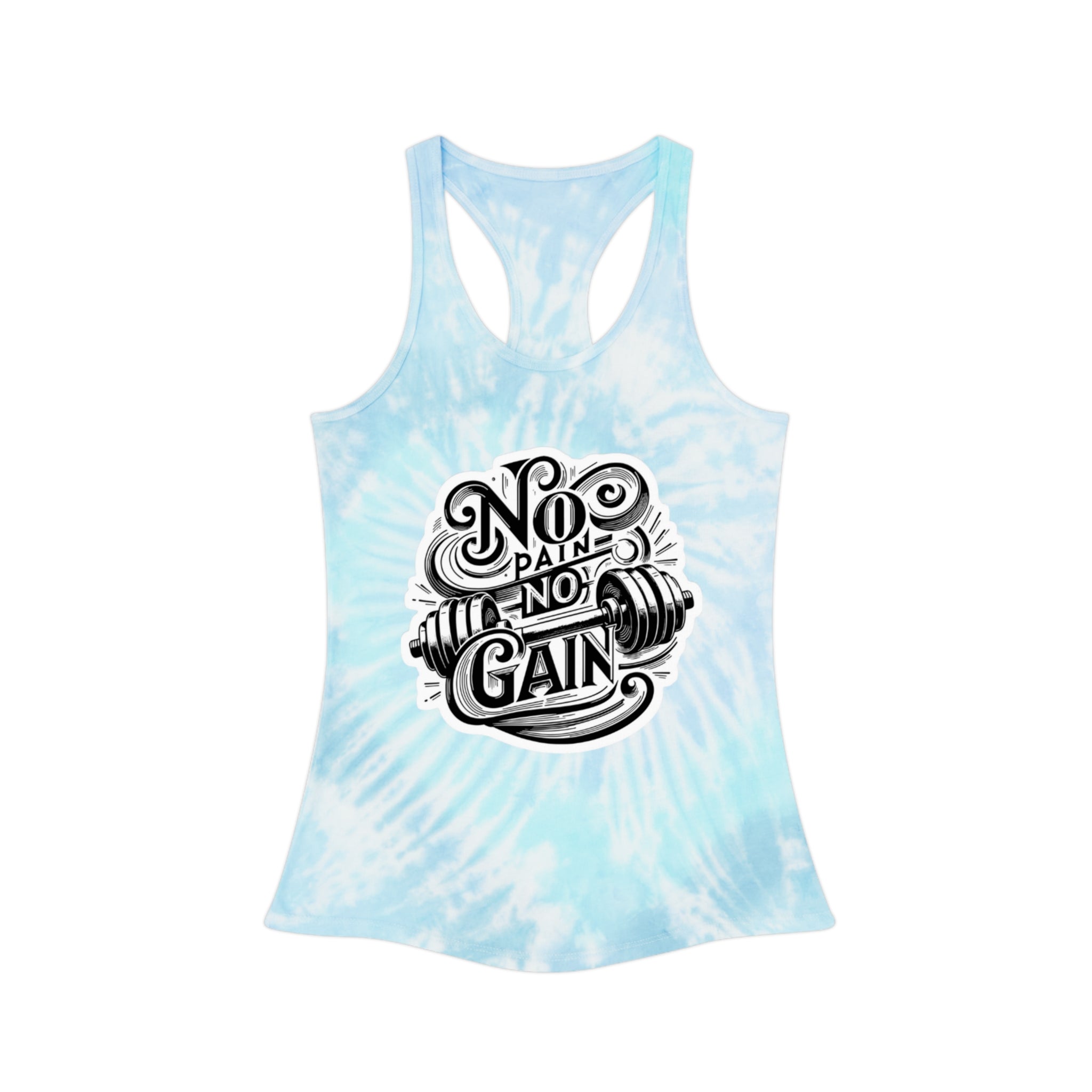 No Pain No Gain Tie Dye Racerback Tank Top, Workout Top, Fitness Apparel, Summer Tank, Activewear, Gift for Gym Lovers