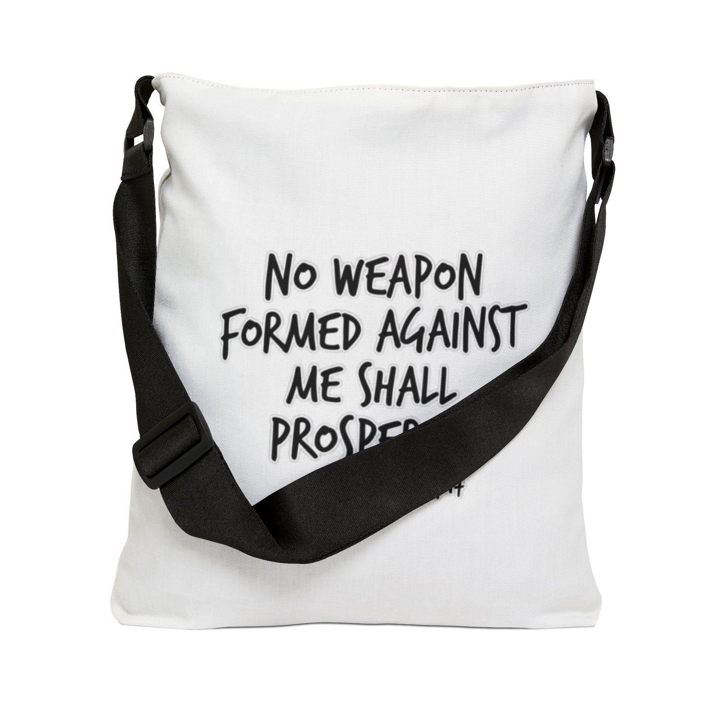Inspirational Adjustable Tote Bag - Versatile Canvas Bag for Daily Use, Gift for Friends, Motivational Quote, Isaiah 54:17, Eco-Friendly