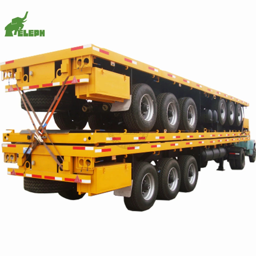 40Ft 60 Tons Flat Bed Trailer Container 3/4 Axles Flatbed Trailers With Suspension