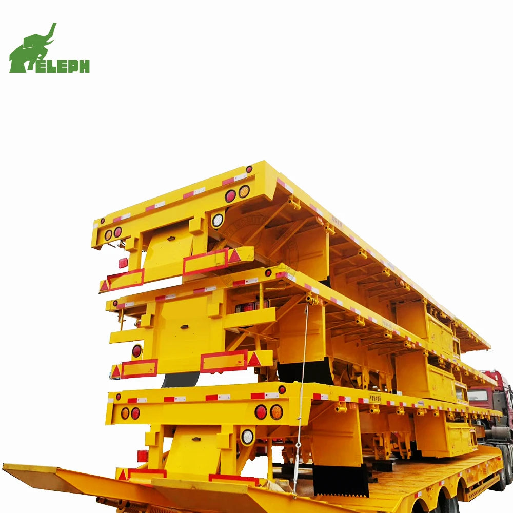 40Ft 60 Tons Flat Bed Trailer Container 3/4 Axles Flatbed Trailers With Suspension