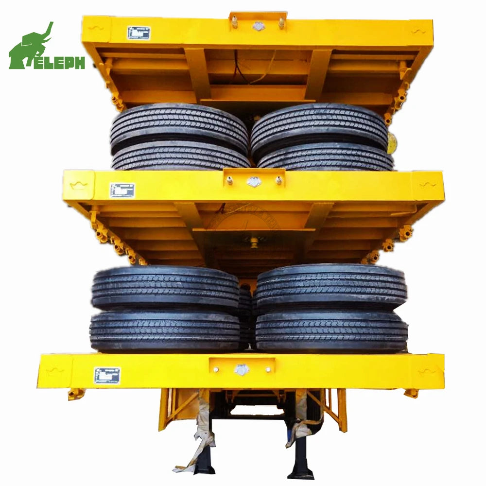 40Ft 60 Tons Flat Bed Trailer Container 3/4 Axles Flatbed Trailers With Suspension