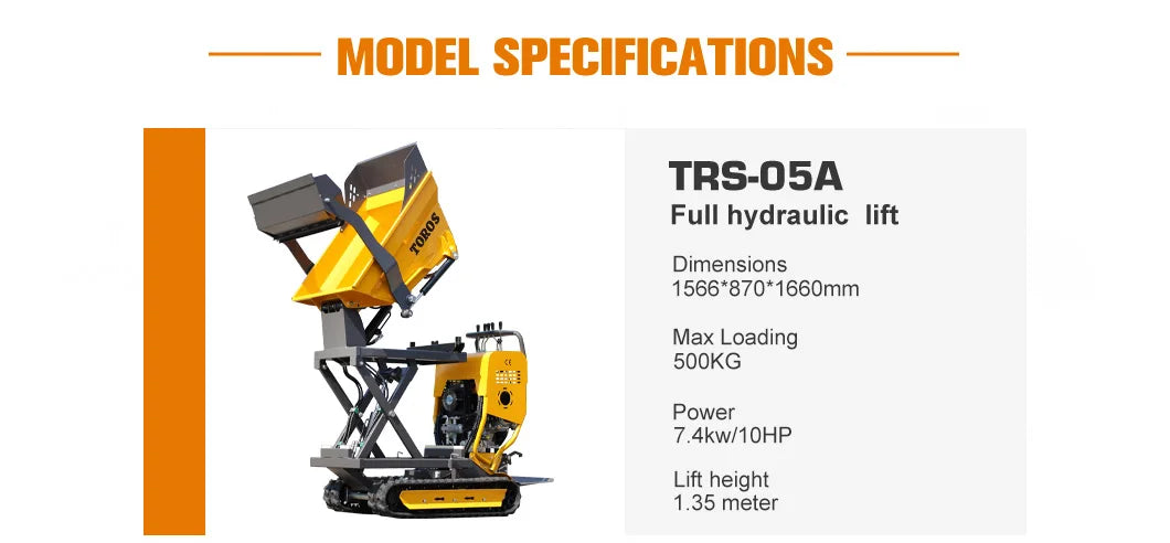 TOROS Ce Epa Certification 500Kg 800Kg Mini Dump Trucks Mining Sit Dumper Truck With 4X4 Tipper Customized Truck Dumper For Sale