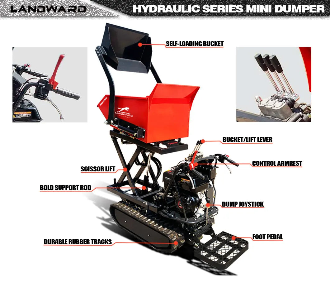 Gasoline Mini Dumper Fast Delivery Small Dump Truck 500 KG Available In Stock Tiny Hydraulic Track Dumper Truck Customized Sale