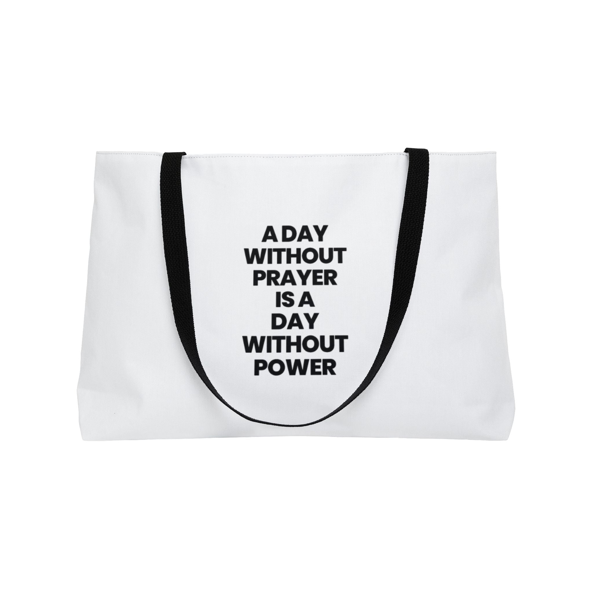 Inspirational Weekender Tote Bag - A Day Without Prayer is a Day Without Power, Motivational Bag, Travel Tote, Prayer Bag, Beach Bag, [...]