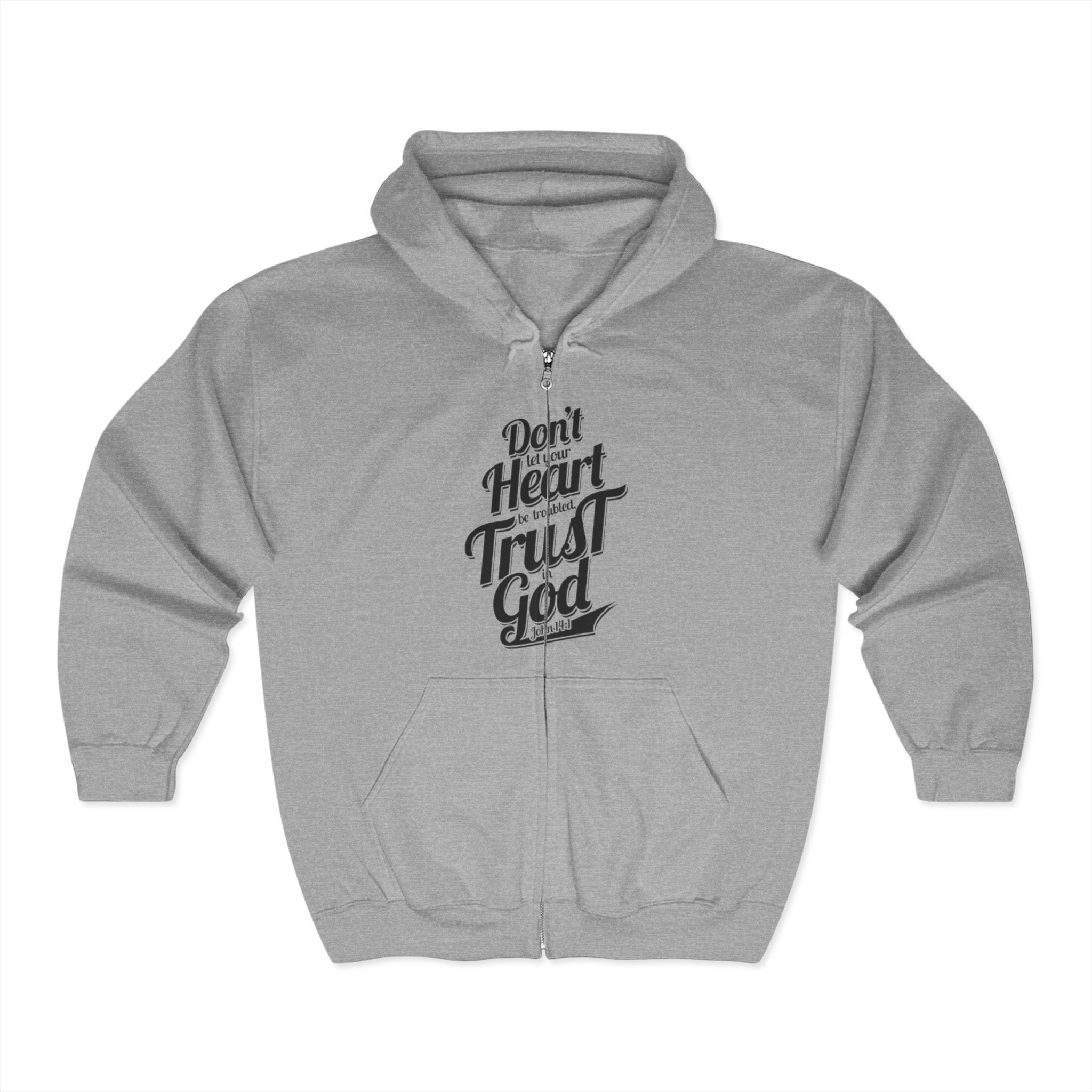 Unisex Full Zip Hoodie - Inspirational Trust God Design, Cozy Sweatshirt for Faith, Relaxed Style, Perfect Gift for Christians, [...]