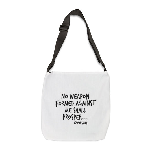 Inspirational Adjustable Tote Bag - Versatile Canvas Bag for Daily Use, Gift for Friends, Motivational Quote, Isaiah 54:17, Eco-Friendly